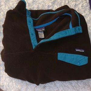 Patagonia Synchilla Brown Snap T w/ Turquoise
